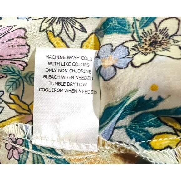 Floral Swim Cover-Up Elastic Waist Adj Tie Lightweight Size Large Polyester - Picture 4 of 4